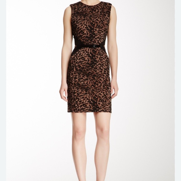 Calvin Klein Brown and Black Animal Print Mini Dress - Picture 1 of 4
